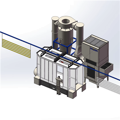 Cabina manual de recobriment en pols de PVC amb sistema de recuperació de cicló